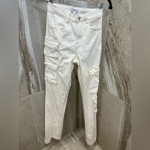 Forever 21 Cream High Rise Cargo Bootcut Pants | 24
